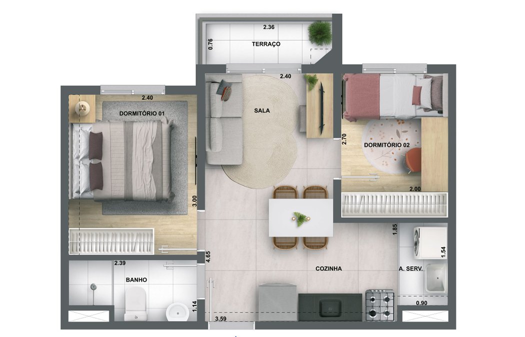 Planta 37m²