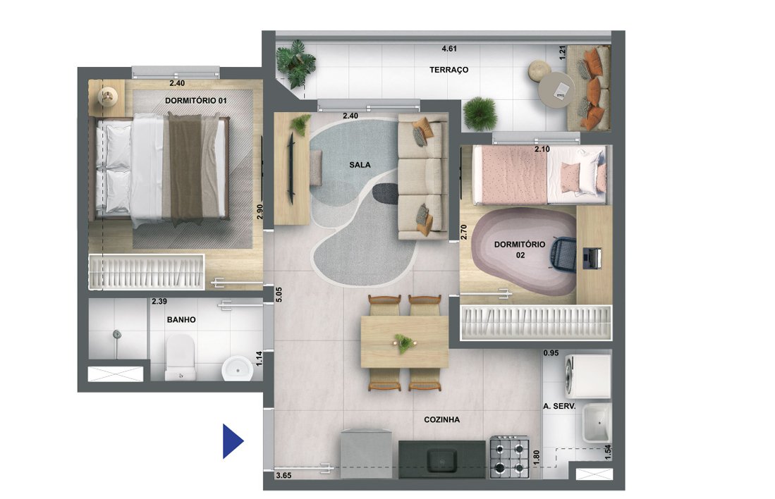 Planta 42m²